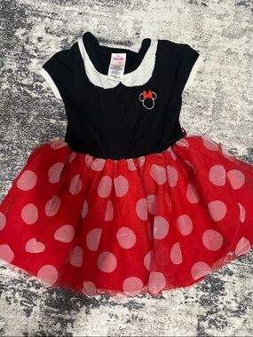 Disney Minnie Mouse Black & Red Polka Dot Kids Dress
